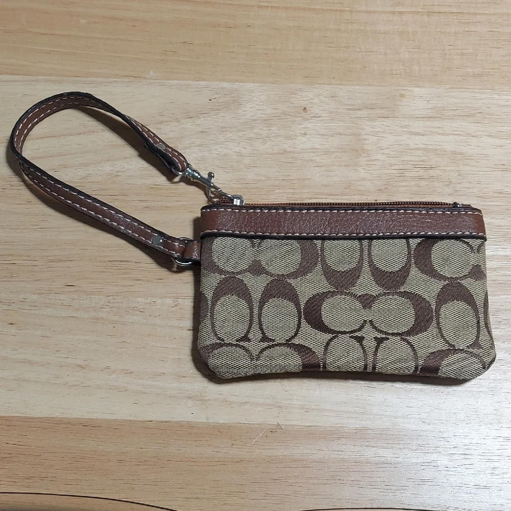 Coach Brown and Tan Wristlet Used Fair Condition